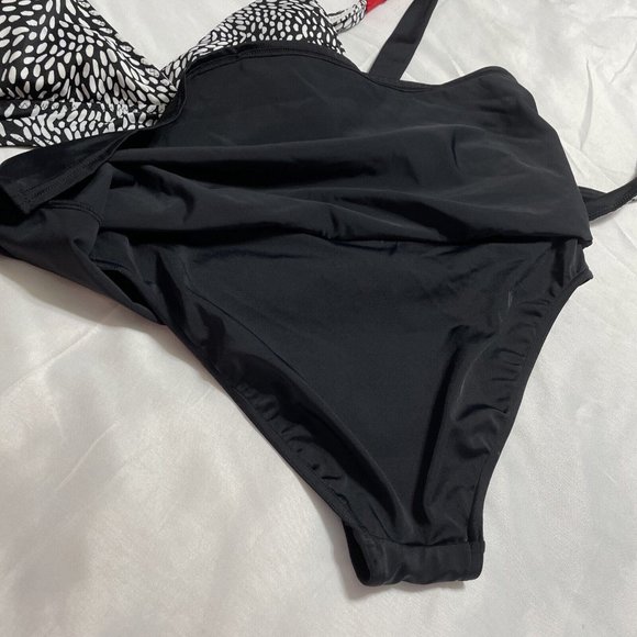 ZEROXPOSUR  Bikini Skirt Swimsuit Woman’s Size 10 Tie Padded Reversible Black - Picture 7 of 12